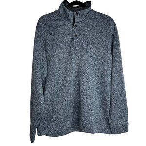 Eddie Bauer Sweater Mens 2XL Marled Blue 1/4 Snap Hiking Fleece Outdoor Pullover